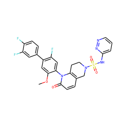 COc1cc(-c2ccc(F)c(F)c2)c(F)cc1-n1c2c(ccc1=O)CN(S(=O)(=O)Nc1cccnn1)CC2 ZINC001772605943