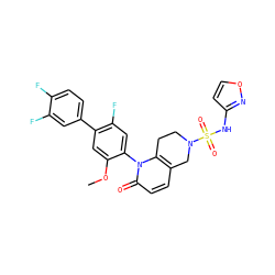 COc1cc(-c2ccc(F)c(F)c2)c(F)cc1-n1c2c(ccc1=O)CN(S(=O)(=O)Nc1ccon1)CC2 ZINC001772654643