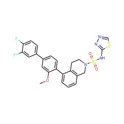 COc1cc(-c2ccc(F)c(F)c2)ccc1-c1cccc2c1CCN(S(=O)(=O)Nc1nncs1)C2 ZINC000146893949