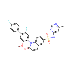 COc1cc(-c2ccc(F)cc2)c(F)cc1-n1c(=O)ccc2cc(S(=O)(=O)Nc3cc(C)ncn3)ccc21 ZINC001772592142