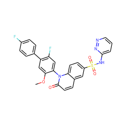 COc1cc(-c2ccc(F)cc2)c(F)cc1-n1c(=O)ccc2cc(S(=O)(=O)Nc3cccnn3)ccc21 ZINC001772631261