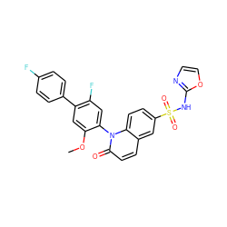 COc1cc(-c2ccc(F)cc2)c(F)cc1-n1c(=O)ccc2cc(S(=O)(=O)Nc3ncco3)ccc21 ZINC001772632952