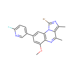 COc1cc(-c2ccc(F)nc2)cc2c1nc(C)c1c(C)nc(Br)n12 ZINC000653786012