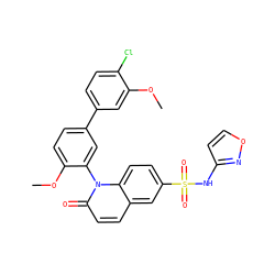 COc1cc(-c2ccc(OC)c(-n3c(=O)ccc4cc(S(=O)(=O)Nc5ccon5)ccc43)c2)ccc1Cl ZINC001772613671