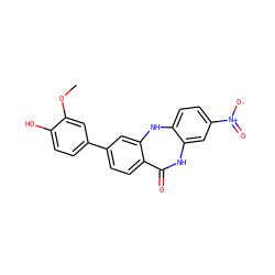 COc1cc(-c2ccc3c(c2)Nc2ccc([N+](=O)[O-])cc2NC3=O)ccc1O ZINC000038495812