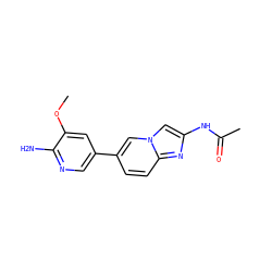 COc1cc(-c2ccc3nc(NC(C)=O)cn3c2)cnc1N ZINC000144553485