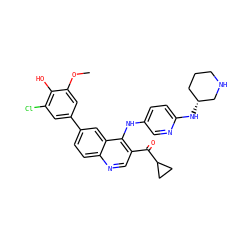 COc1cc(-c2ccc3ncc(C(=O)C4CC4)c(Nc4ccc(N[C@@H]5CCCNC5)nc4)c3c2)cc(Cl)c1O ZINC000114034360