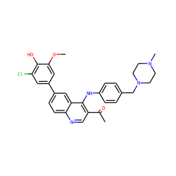 COc1cc(-c2ccc3ncc(C(C)=O)c(Nc4ccc(CN5CCN(C)CC5)cc4)c3c2)cc(Cl)c1O ZINC000114034918