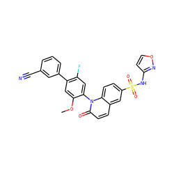 COc1cc(-c2cccc(C#N)c2)c(F)cc1-n1c(=O)ccc2cc(S(=O)(=O)Nc3ccon3)ccc21 ZINC001772631371