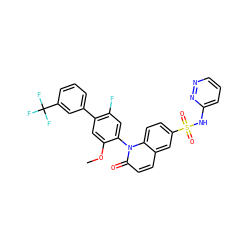 COc1cc(-c2cccc(C(F)(F)F)c2)c(F)cc1-n1c(=O)ccc2cc(S(=O)(=O)Nc3cccnn3)ccc21 ZINC001772574698