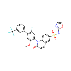 COc1cc(-c2cccc(C(F)(F)F)c2)c(F)cc1-n1c(=O)ccc2cc(S(=O)(=O)Nc3ncco3)ccc21 ZINC001772652873