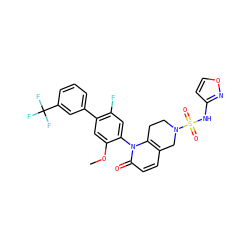COc1cc(-c2cccc(C(F)(F)F)c2)c(F)cc1-n1c2c(ccc1=O)CN(S(=O)(=O)Nc1ccon1)CC2 ZINC001772614831