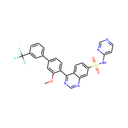 COc1cc(-c2cccc(C(F)(F)F)c2)ccc1-c1ncnc2cc(S(=O)(=O)Nc3ccncn3)ccc12 ZINC000215524164