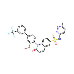COc1cc(-c2cccc(C(F)(F)F)c2)ccc1-n1c(=O)ccc2cc(S(=O)(=O)Nc3ccc(C)nn3)ccc21 ZINC001772654840