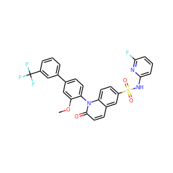 COc1cc(-c2cccc(C(F)(F)F)c2)ccc1-n1c(=O)ccc2cc(S(=O)(=O)Nc3cccc(F)n3)ccc21 ZINC001772601880