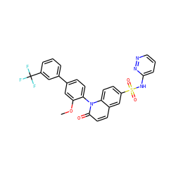 COc1cc(-c2cccc(C(F)(F)F)c2)ccc1-n1c(=O)ccc2cc(S(=O)(=O)Nc3cccnn3)ccc21 ZINC001772649631