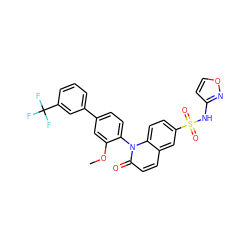 COc1cc(-c2cccc(C(F)(F)F)c2)ccc1-n1c(=O)ccc2cc(S(=O)(=O)Nc3ccon3)ccc21 ZINC001772611368