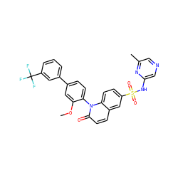 COc1cc(-c2cccc(C(F)(F)F)c2)ccc1-n1c(=O)ccc2cc(S(=O)(=O)Nc3cncc(C)n3)ccc21 ZINC001772627120
