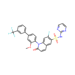 COc1cc(-c2cccc(C(F)(F)F)c2)ccc1-n1c(=O)ccc2cc(S(=O)(=O)Nc3ncccn3)c(F)cc21 ZINC001772635488