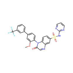 COc1cc(-c2cccc(C(F)(F)F)c2)ccc1-n1c(=O)cnc2cc(S(=O)(=O)Nc3ncccn3)ccc21 ZINC001772587122