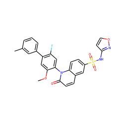 COc1cc(-c2cccc(C)c2)c(F)cc1-n1c(=O)ccc2cc(S(=O)(=O)Nc3ccon3)ccc21 ZINC001772638566