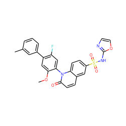 COc1cc(-c2cccc(C)c2)c(F)cc1-n1c(=O)ccc2cc(S(=O)(=O)Nc3ncco3)ccc21 ZINC001772641516