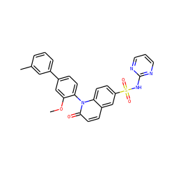 COc1cc(-c2cccc(C)c2)ccc1-n1c(=O)ccc2cc(S(=O)(=O)Nc3ncccn3)ccc21 ZINC001772611796