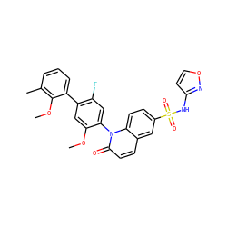 COc1cc(-c2cccc(C)c2OC)c(F)cc1-n1c(=O)ccc2cc(S(=O)(=O)Nc3ccon3)ccc21 ZINC001772581587