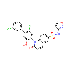 COc1cc(-c2cccc(Cl)c2)c(Cl)cc1-n1c(=O)ccc2cc(S(=O)(=O)Nc3ccon3)ccc21 ZINC001772623357