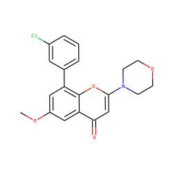 COc1cc(-c2cccc(Cl)c2)c2oc(N3CCOCC3)cc(=O)c2c1 ZINC000026716669