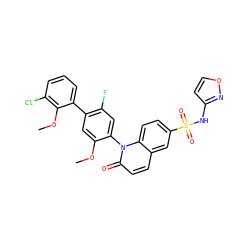 COc1cc(-c2cccc(Cl)c2OC)c(F)cc1-n1c(=O)ccc2cc(S(=O)(=O)Nc3ccon3)ccc21 ZINC001772618170