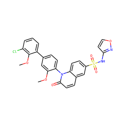 COc1cc(-c2cccc(Cl)c2OC)ccc1-n1c(=O)ccc2cc(S(=O)(=O)Nc3ccon3)ccc21 ZINC001772639809