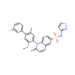 COc1cc(-c2cccc(F)c2)c(C)cc1-n1c(=O)ccc2cc(S(=O)(=O)Nc3ccon3)ccc21 ZINC001772622207