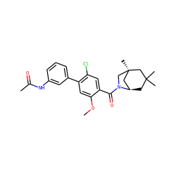 COc1cc(-c2cccc(NC(C)=O)c2)c(Cl)cc1C(=O)N1C[C@]2(C)C[C@H]1CC(C)(C)C2 ZINC000049112166