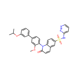 COc1cc(-c2cccc(OC(C)C)c2)ccc1-n1c(=O)ccc2cc(S(=O)(=O)Nc3cccnn3)ccc21 ZINC001772618097