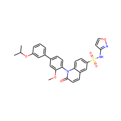COc1cc(-c2cccc(OC(C)C)c2)ccc1-n1c(=O)ccc2cc(S(=O)(=O)Nc3ccon3)ccc21 ZINC001772642485