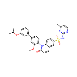 COc1cc(-c2cccc(OC(C)C)c2)ccc1-n1c(=O)ccc2cc(S(=O)(=O)Nc3nccc(C)n3)ccc21 ZINC001772638464
