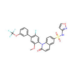 COc1cc(-c2cccc(OC(F)(F)F)c2)c(F)cc1-n1c(=O)ccc2cc(S(=O)(=O)Nc3ccon3)ccc21 ZINC001772596261