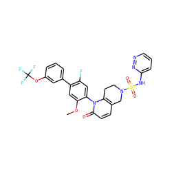 COc1cc(-c2cccc(OC(F)(F)F)c2)c(F)cc1-n1c2c(ccc1=O)CN(S(=O)(=O)Nc1cccnn1)CC2 ZINC001772610236