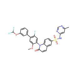 COc1cc(-c2cccc(OC(F)F)c2)c(F)cc1-n1c(=O)ccc2cc(S(=O)(=O)Nc3cc(C)ncn3)ccc21 ZINC001772625828