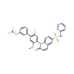 COc1cc(-c2cccc(OC(F)F)c2)c(F)cc1-n1c(=O)ccc2cc(S(=O)(=O)Nc3cccnn3)ccc21 ZINC001772620308