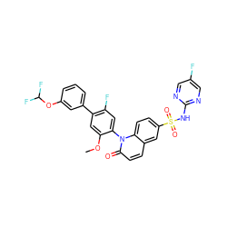 COc1cc(-c2cccc(OC(F)F)c2)c(F)cc1-n1c(=O)ccc2cc(S(=O)(=O)Nc3ncc(F)cn3)ccc21 ZINC001772585743