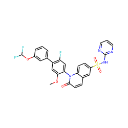 COc1cc(-c2cccc(OC(F)F)c2)c(F)cc1-n1c(=O)ccc2cc(S(=O)(=O)Nc3ncccn3)ccc21 ZINC001772571600