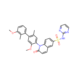 COc1cc(-c2cccc(OC)c2C)c(C)cc1-n1c(=O)ccc2cc(S(=O)(=O)Nc3ncccn3)ccc21 ZINC001772649455