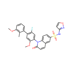 COc1cc(-c2cccc(OC)c2C)c(F)cc1-n1c(=O)ccc2cc(S(=O)(=O)Nc3ccon3)ccc21 ZINC001772648090