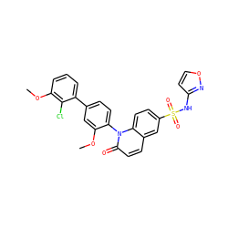 COc1cc(-c2cccc(OC)c2Cl)ccc1-n1c(=O)ccc2cc(S(=O)(=O)Nc3ccon3)ccc21 ZINC001772604973