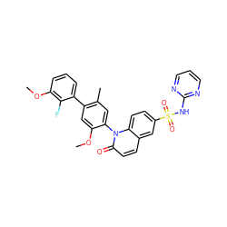 COc1cc(-c2cccc(OC)c2F)c(C)cc1-n1c(=O)ccc2cc(S(=O)(=O)Nc3ncccn3)ccc21 ZINC001772603577
