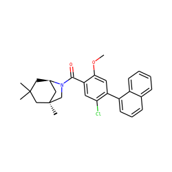 COc1cc(-c2cccc3ccccc23)c(Cl)cc1C(=O)N1C[C@]2(C)C[C@H]1CC(C)(C)C2 ZINC000049113099