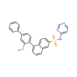COc1cc(-c2ccccc2)ccc1-c1cccc2cc(S(=O)(=O)Nc3ccncn3)ccc12 ZINC000225055085