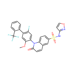 COc1cc(-c2ccccc2C(F)(F)F)c(F)cc1-n1c(=O)ccc2cc(S(=O)(=O)Nc3ccon3)ccc21 ZINC001772621712